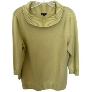 Talbots Women’s Light Green Cowl Neck 3/4 Sleeves Knit Sweater Size Xtra Large